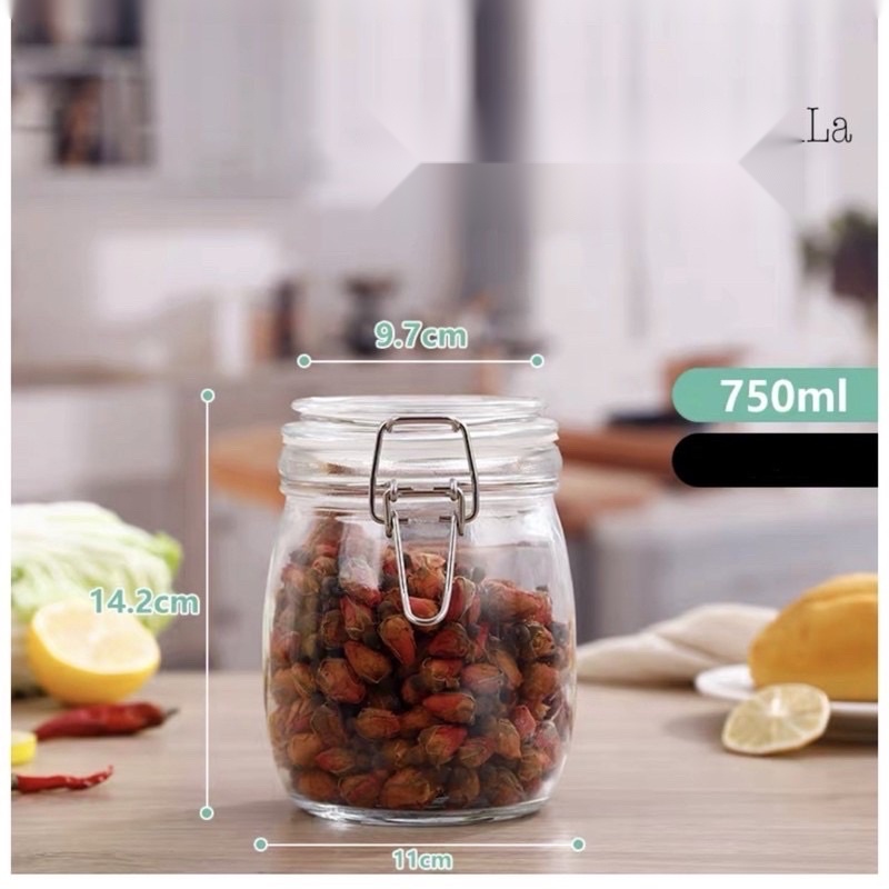 Hàng mới về | hũ lọ thuỷ tinh tròn nắp cài khoá inox750ml 1000ml | lọ thuỷ tinh đựng thực phẩm , ngâm rau củ