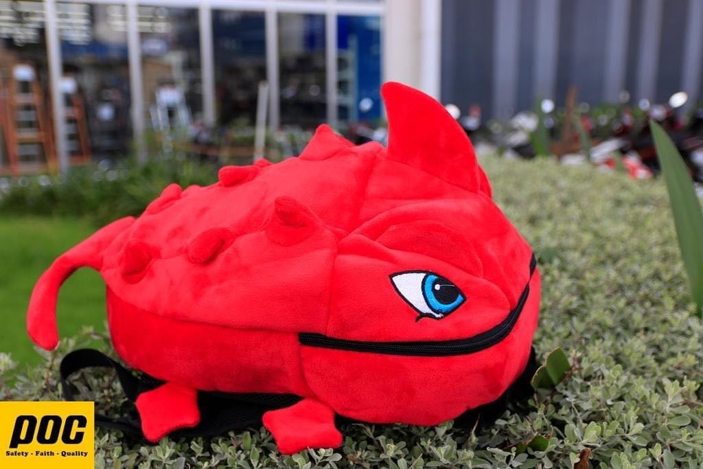 [HCM]Balo khủng long vải nhung cỡ to nhất màu đỏ