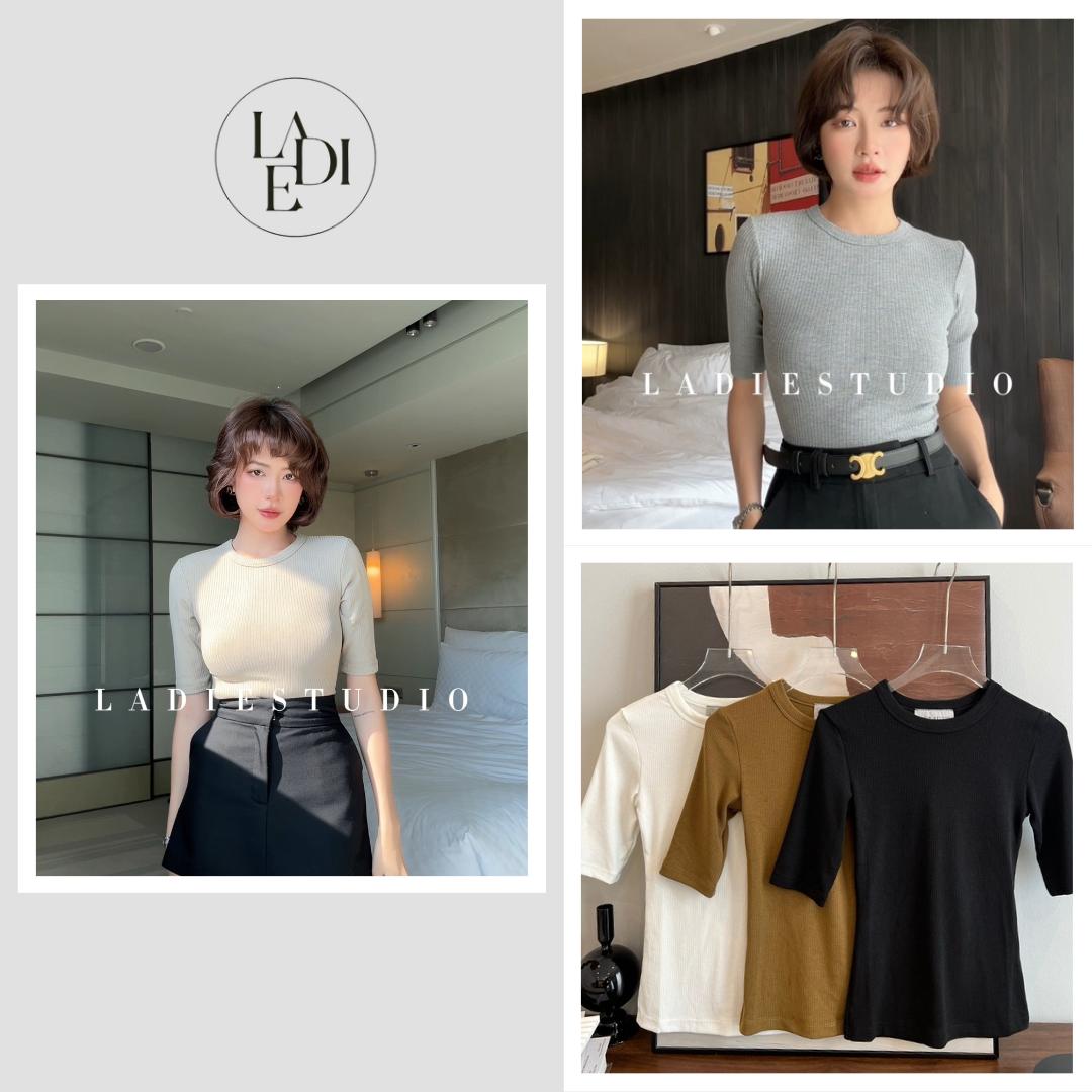 Áo thun trơn tay lửng chất dày dặn, AO47, Ladie Studio