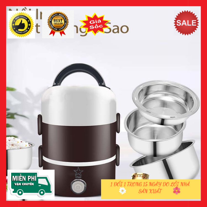 Hộp Cơm Cắm Điện -Cặp Lồng 3 Tầng Ruột INOX Đa Chức Năng
