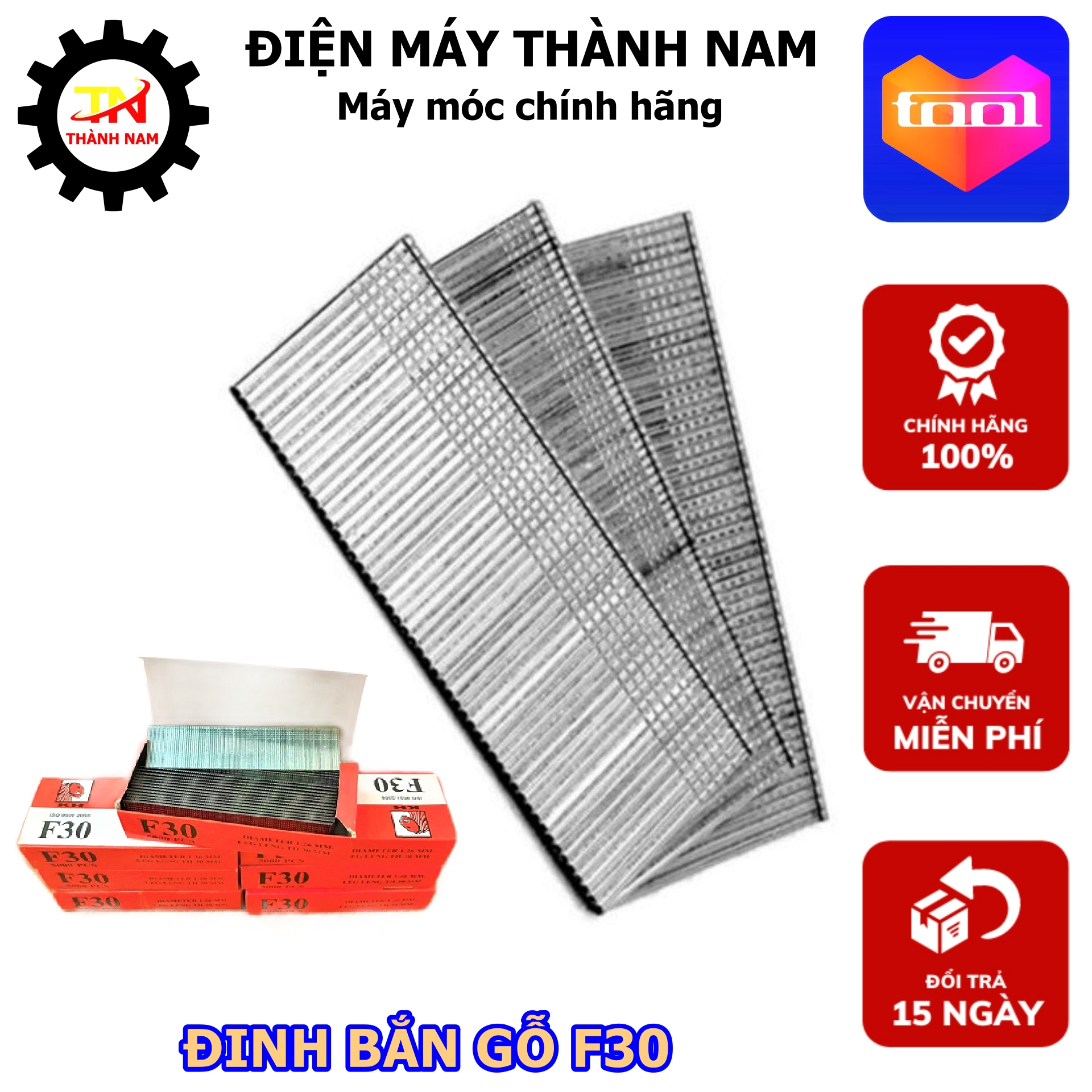Đinh cho máy bắn gỗ thẳng công nghiệp F30 - Hộp 5000 đinh - Đổi trả 7 ngày đầu