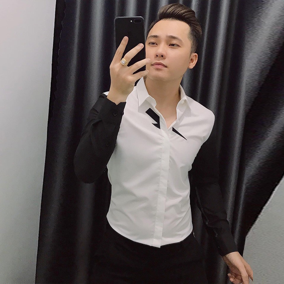 Áo sơ mi nam phối màu tia sét cao cấp sm231 1