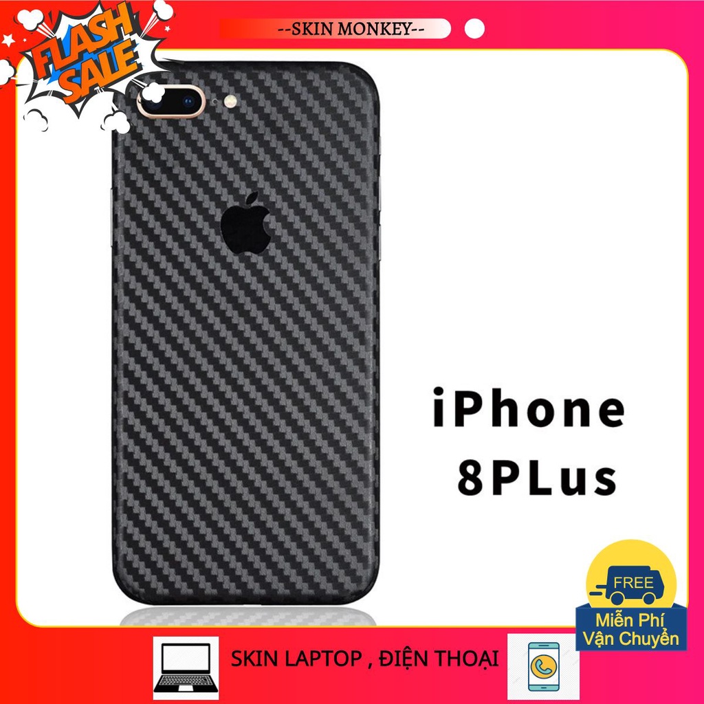 miếng dán skin vân carbon iphone 7 , 7 plus , iphone 8 , 8 plus