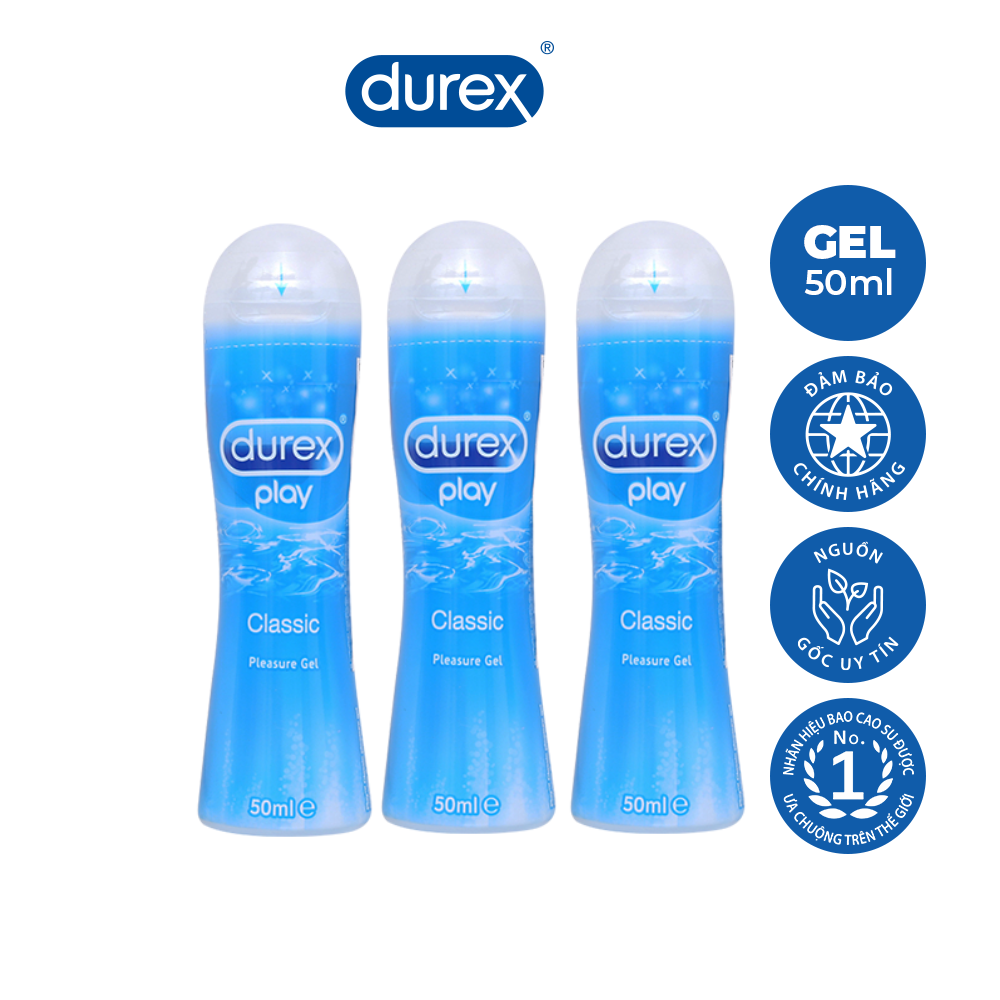 Freeship COMBO 3 chai gel bôi trơn Durex Play Classic 50ml - Trơn mượt tự nhiên