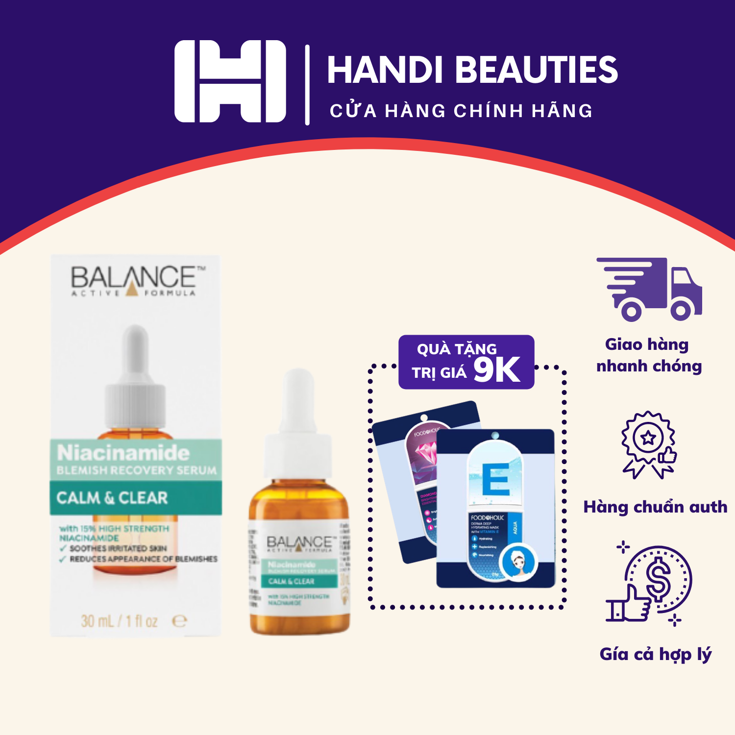 Serum ngừa mụn mờ thâm Balance Active Formula Niacinamide 15% Blemish Recovery 30ml