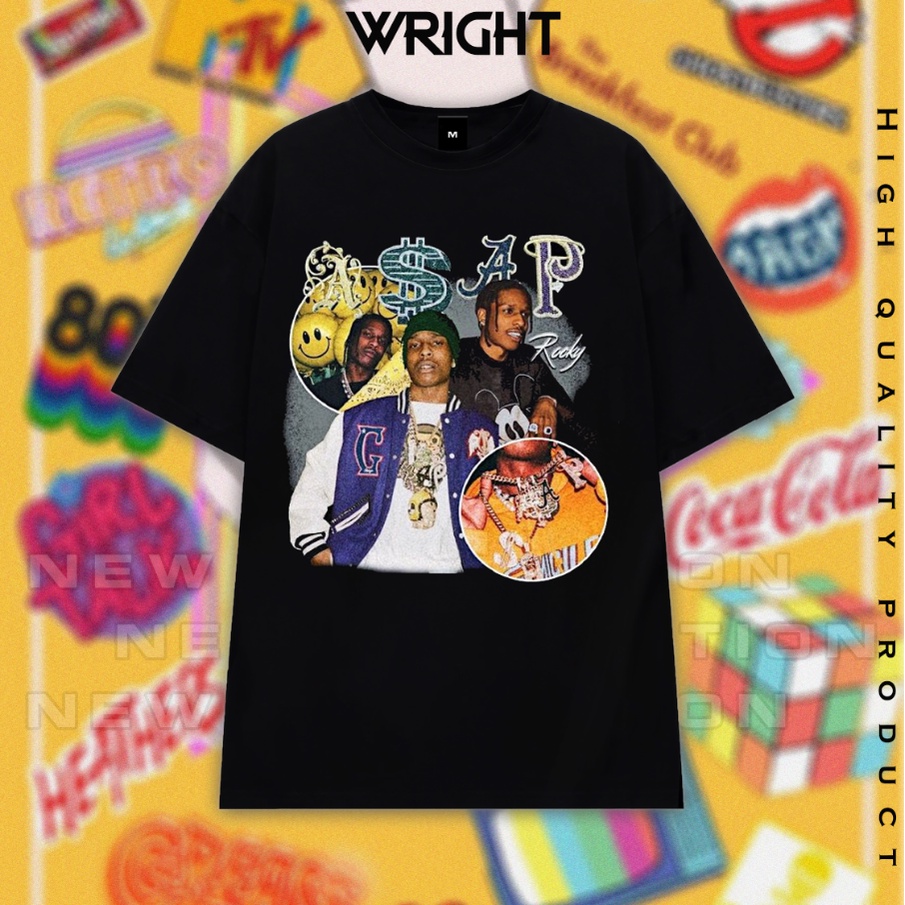 Áo thun phong cách rapper hiphop streetwear Asap Rocky 2021 100% cotton