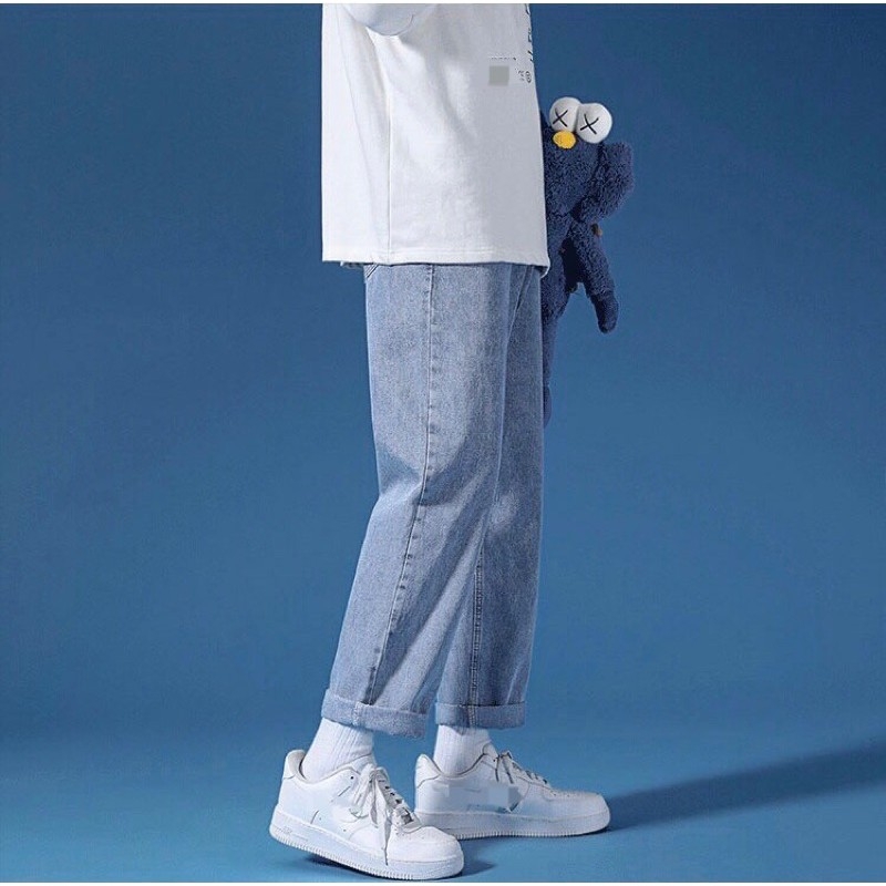 Quần baggy jean nam ống suông – quần jean nam đẹp hiện đại