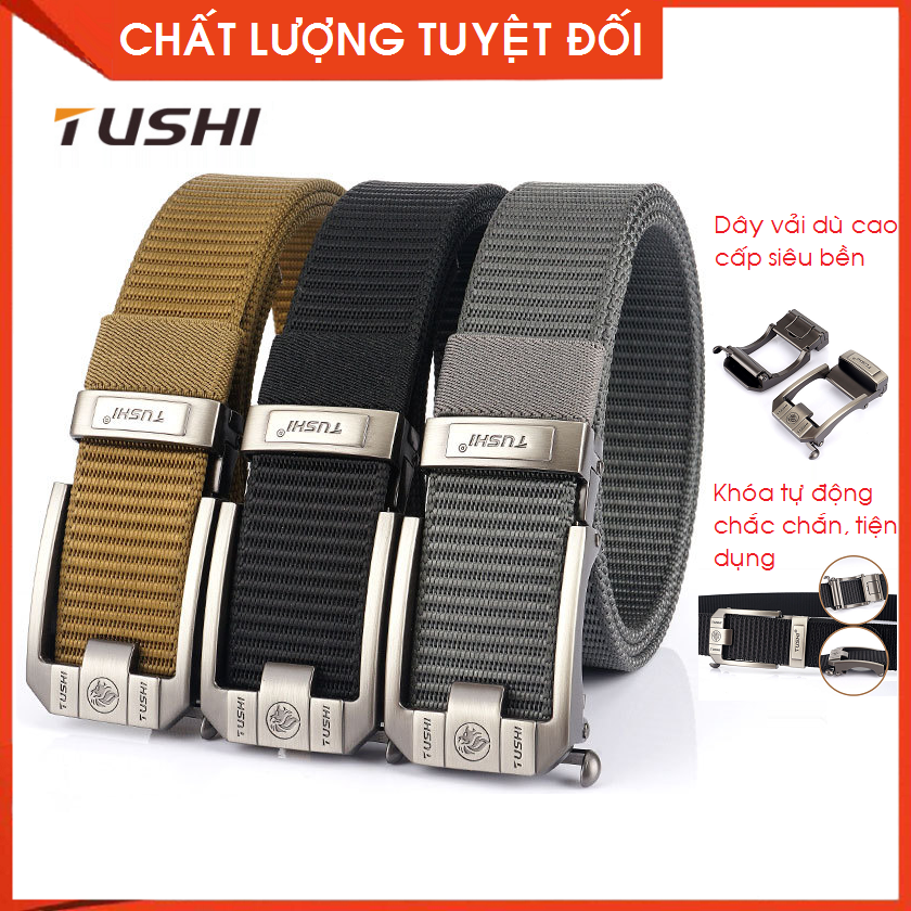 Thắt lưng Nam vải dù_Tushi siêu bền_Khóa cài tự động thép không gỉ chắc chắn, tiện lợi - Dây nịt vải Canvas_phong cách lính cao cấp (T68)