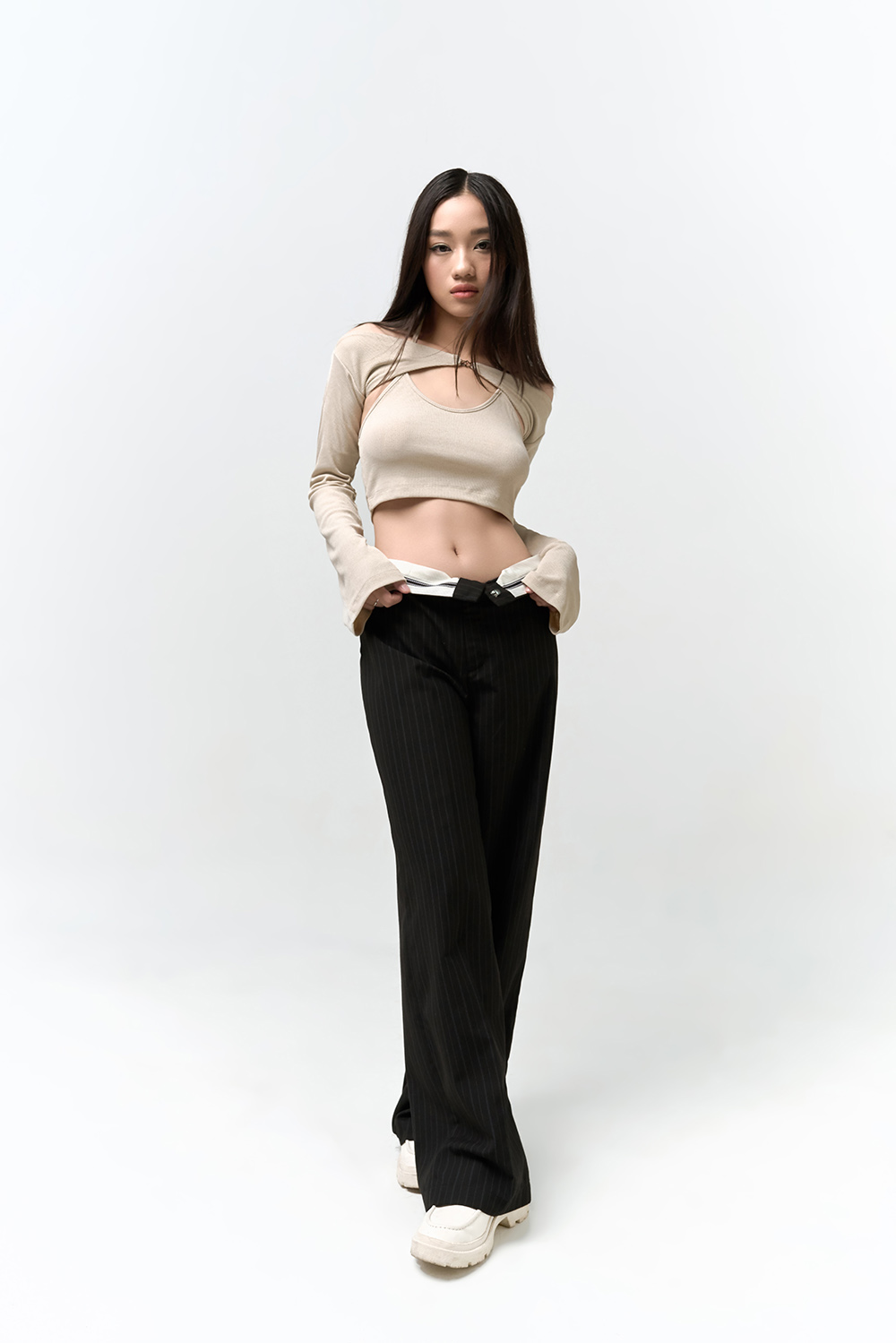 Dottie - set áo cut-out bẹc vai nữ dottie kem - t0586