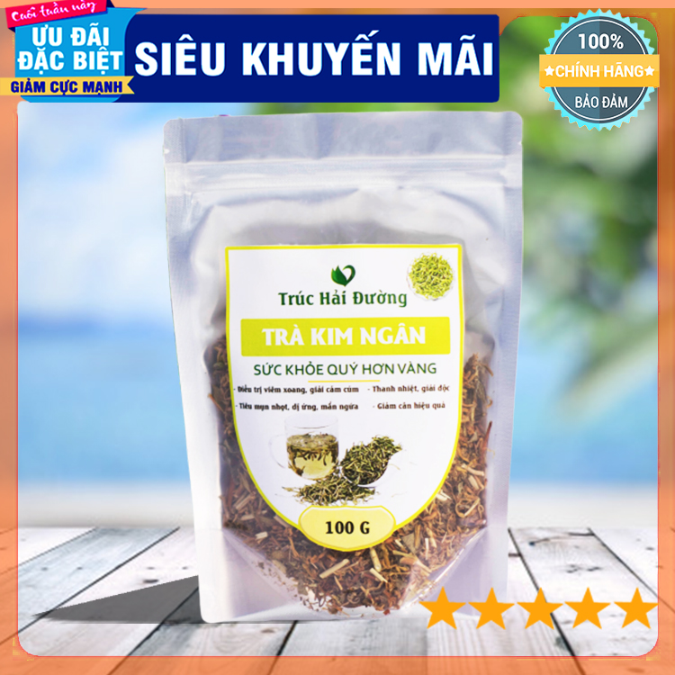 Trà detox hoa kim ngân thải độc gan, thanh nhiệt, giải mụn nhọt 100g