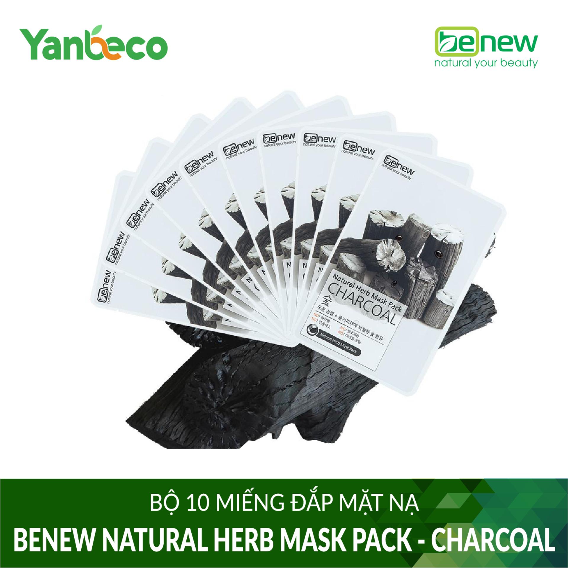 Bộ 10 miếng đắp mặt nạ benew natural herb mask pack - charcoal
