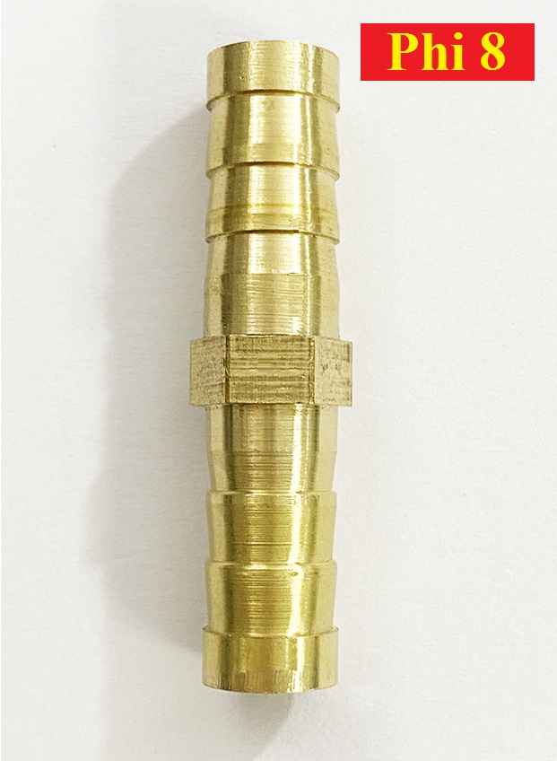 Đầu nối ống 2 đầu phi 8 ( = 8mm ) ( loại bé vừa ) - đầu nối đuôi chuột, đầu nối ống nước bằng ĐỒNG Cứng