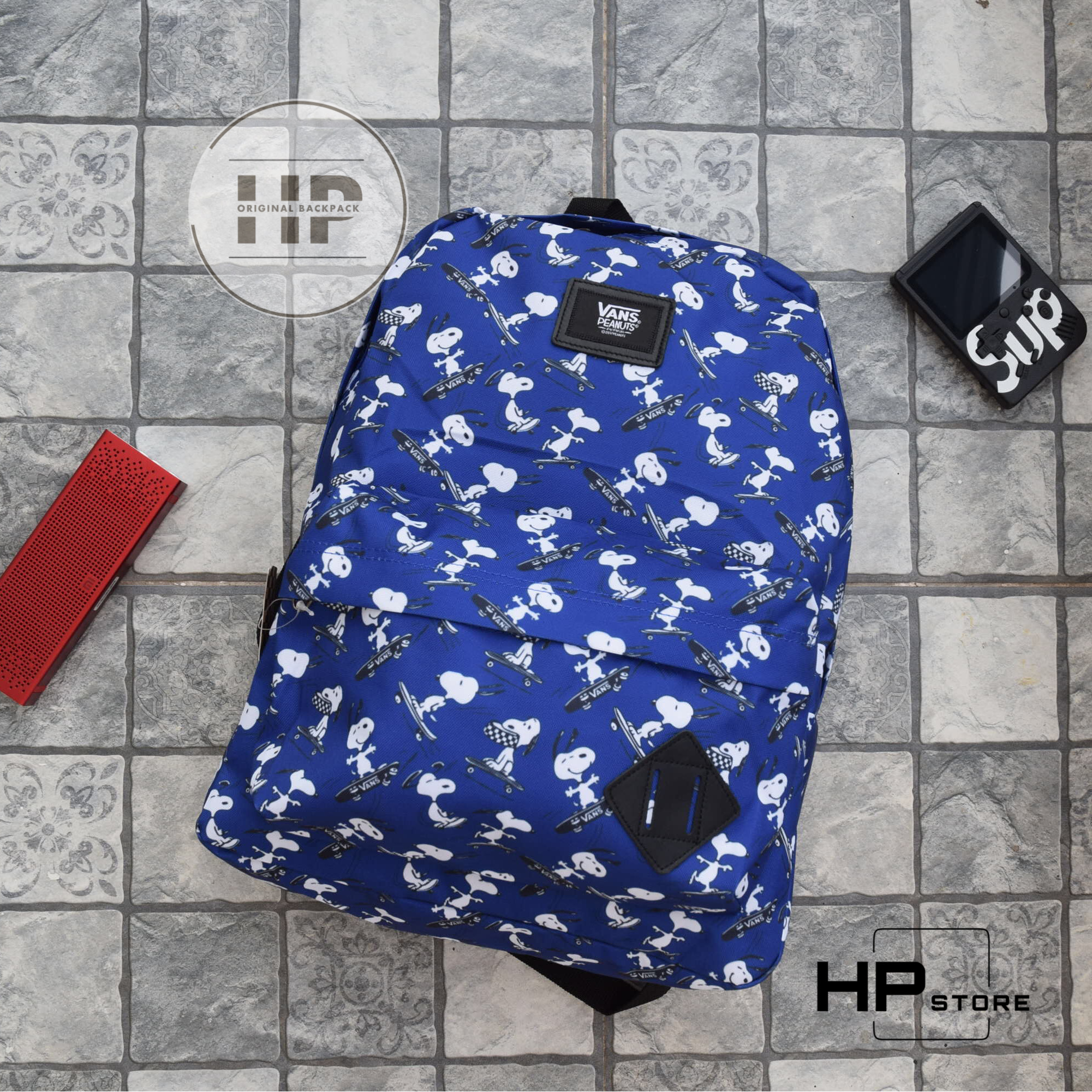 Balo đi học vans peanuts old skool backpack – blue - sb1102a