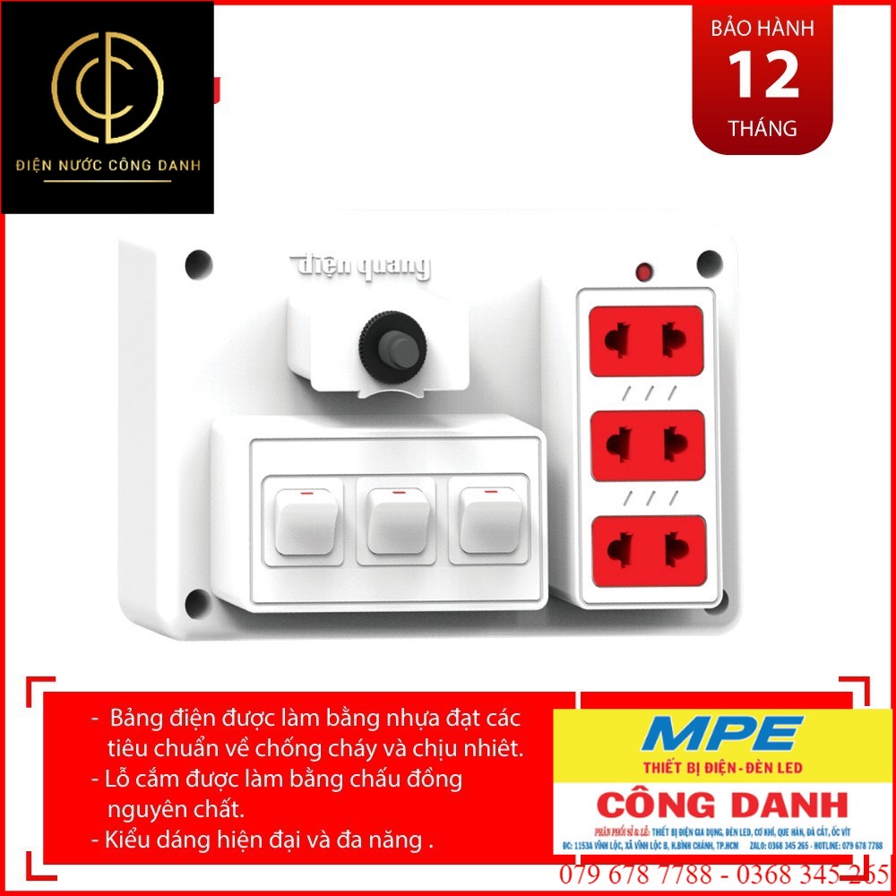 Bảng điện nổi điện quang 3 vs 2 công tắc