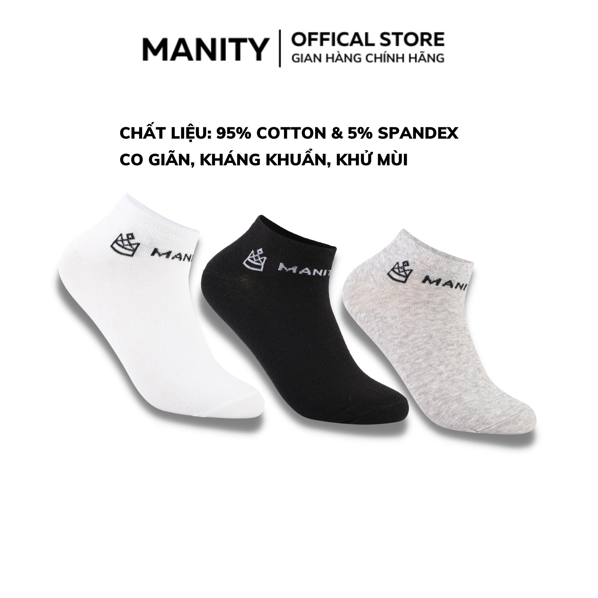 Tất cổ ngắn nam MANITY chính hãng chất liệu cotton cao cấp 3 màu kháng khuẩn khử mùi TM002