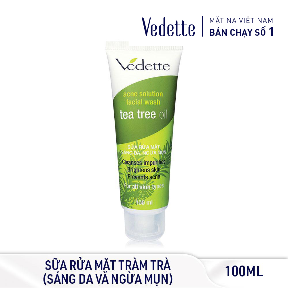 Sữa Rửa Mặt Tràm Trà 100ml Tea Tree Oil Vedette - Sáng Da & Ngừa Mụn