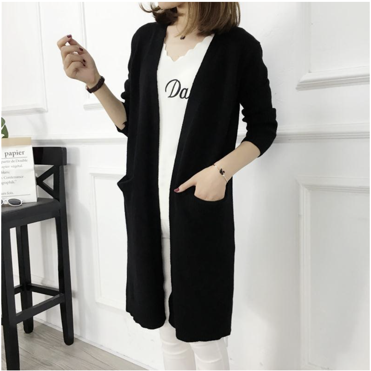 Áo Khoác len cadigan dáng dài - Free size 45-70kg | Chất đẹp mềm mịn