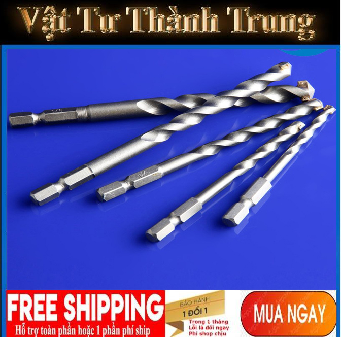 Bộ 5 mũi khoan tường,khoan bê tông chuôi lục giác cho máy khoan pin