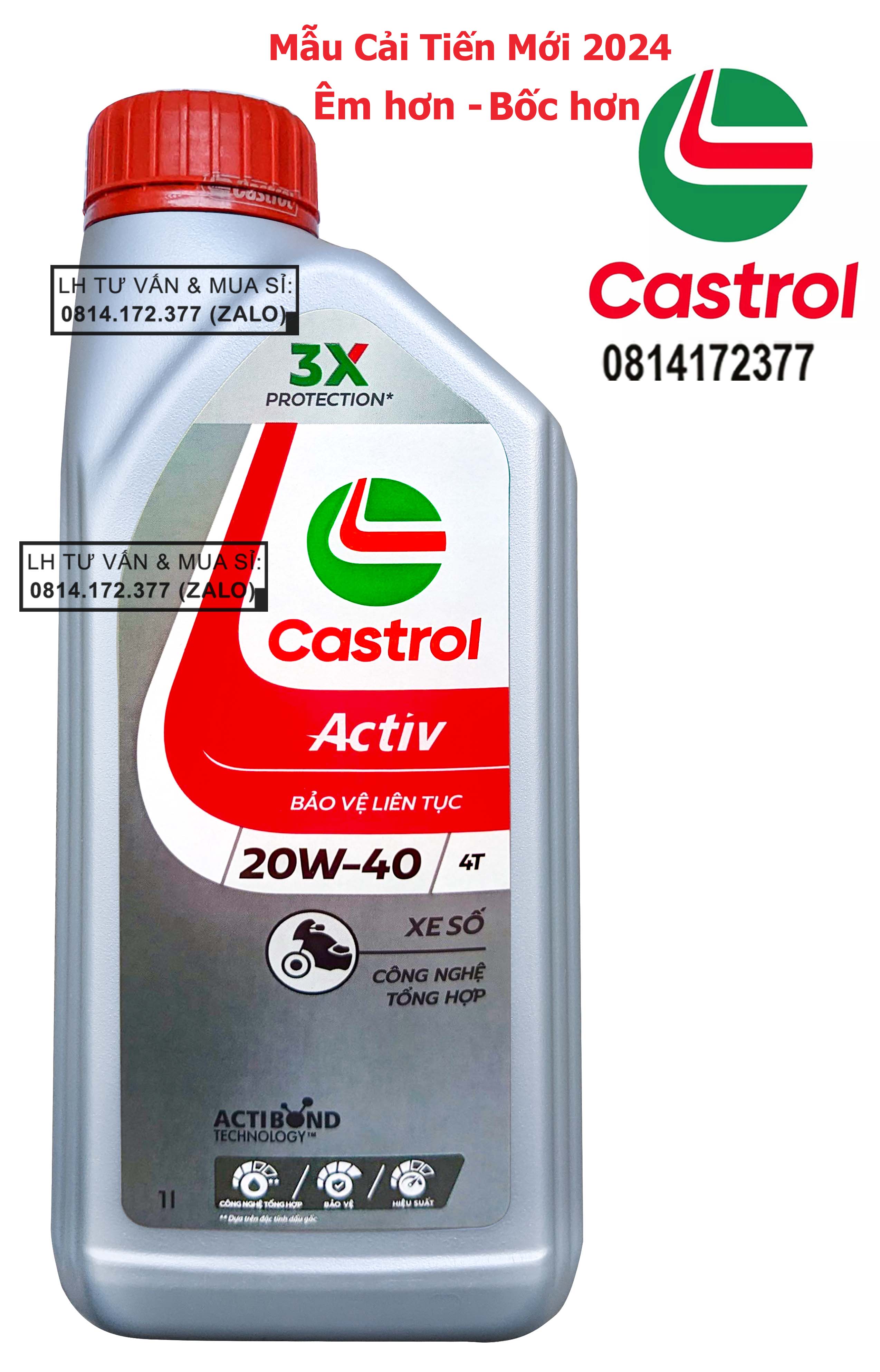 Bình 1L Dầu Nhớt Xe Số Castrol Activ 20w40 1.000ml (1L)