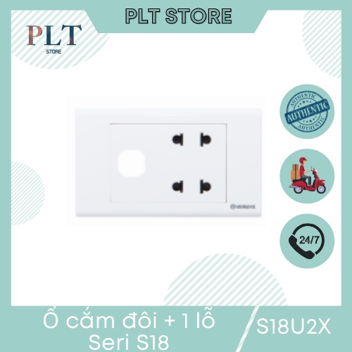 Ổ cắm đôi 2 chấu 16a + 1 lỗ sino s18u2x dòng s18