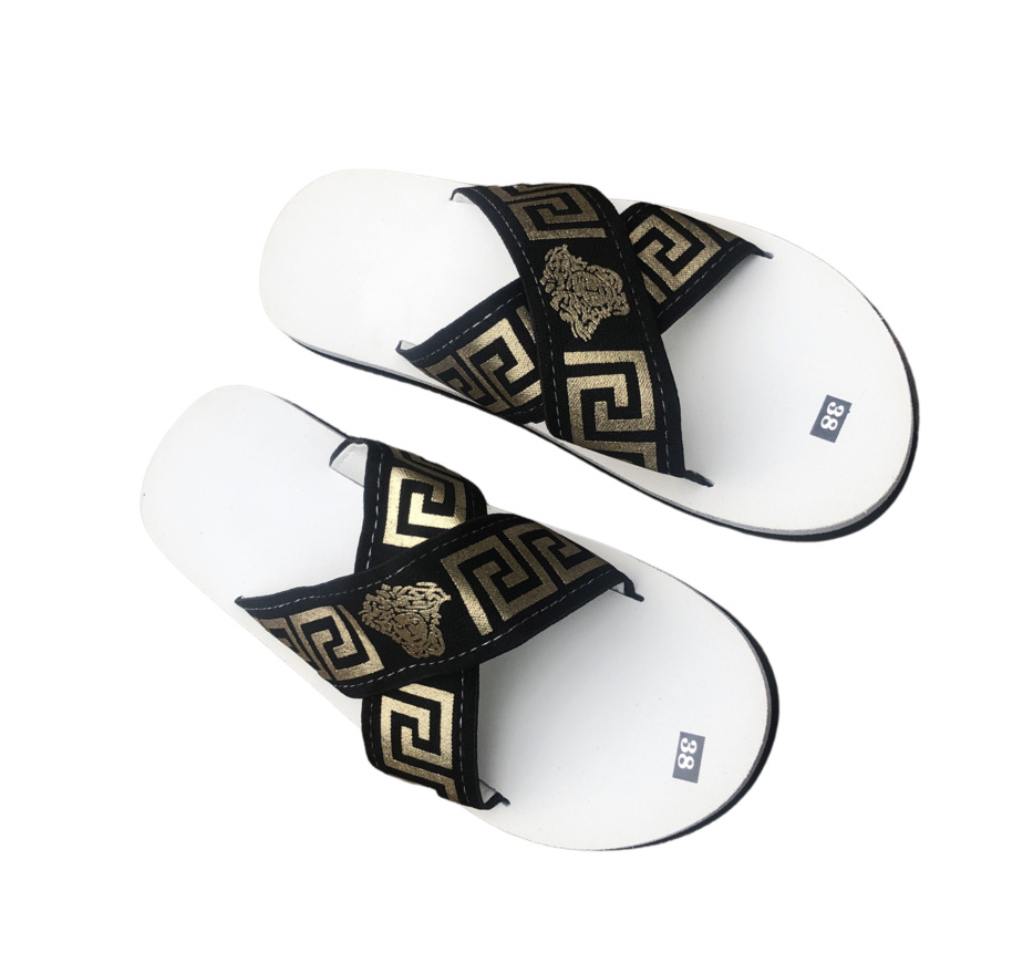 Dép quai chéo nam và nữ sandal chip chip đế trắng quai chéo thun lót trắng