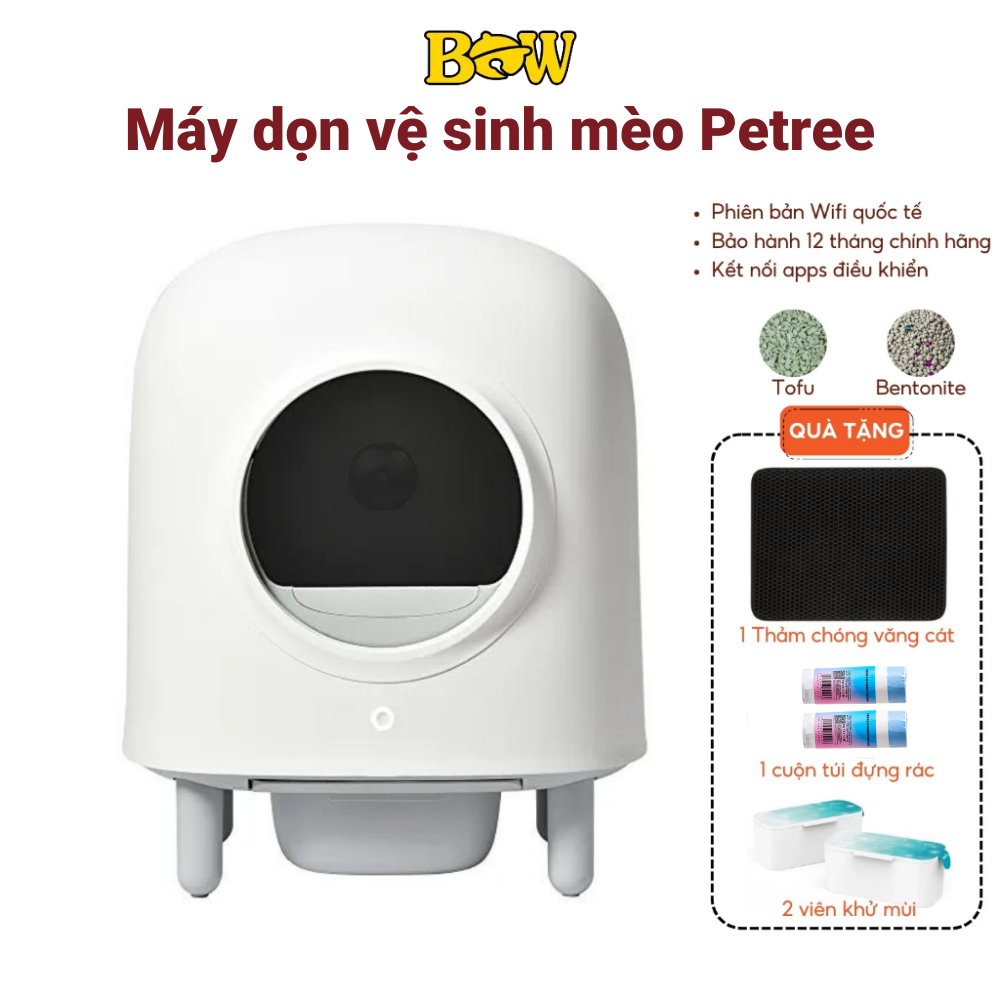 Máy dọn vệ sinh phân mèo tự động petree minion kết nối app - petree 2022