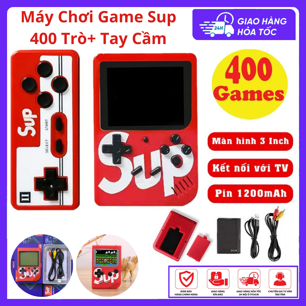 Máy Chơi Game Sup 400,Kèm Tay Cầm Dành Cho 2 Người ,Màn hình rộng 3 inch  , kết nối với TV  ,Nạp năng lượng theo chu kỳ