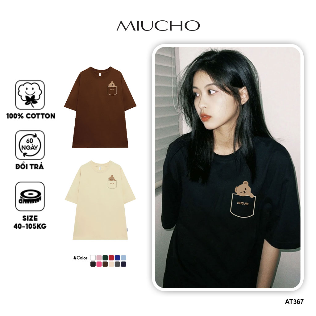  Áo thun unisex form rộng AT367 Miucho basic tee tay lỡ dành cho nam nữ in graphic 