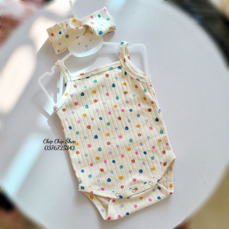 Body hai dây cho bé sơ sinh và bé trai bé gái tặng kèm turban đáng yêu 0-18 tháng Chíp chíp shop