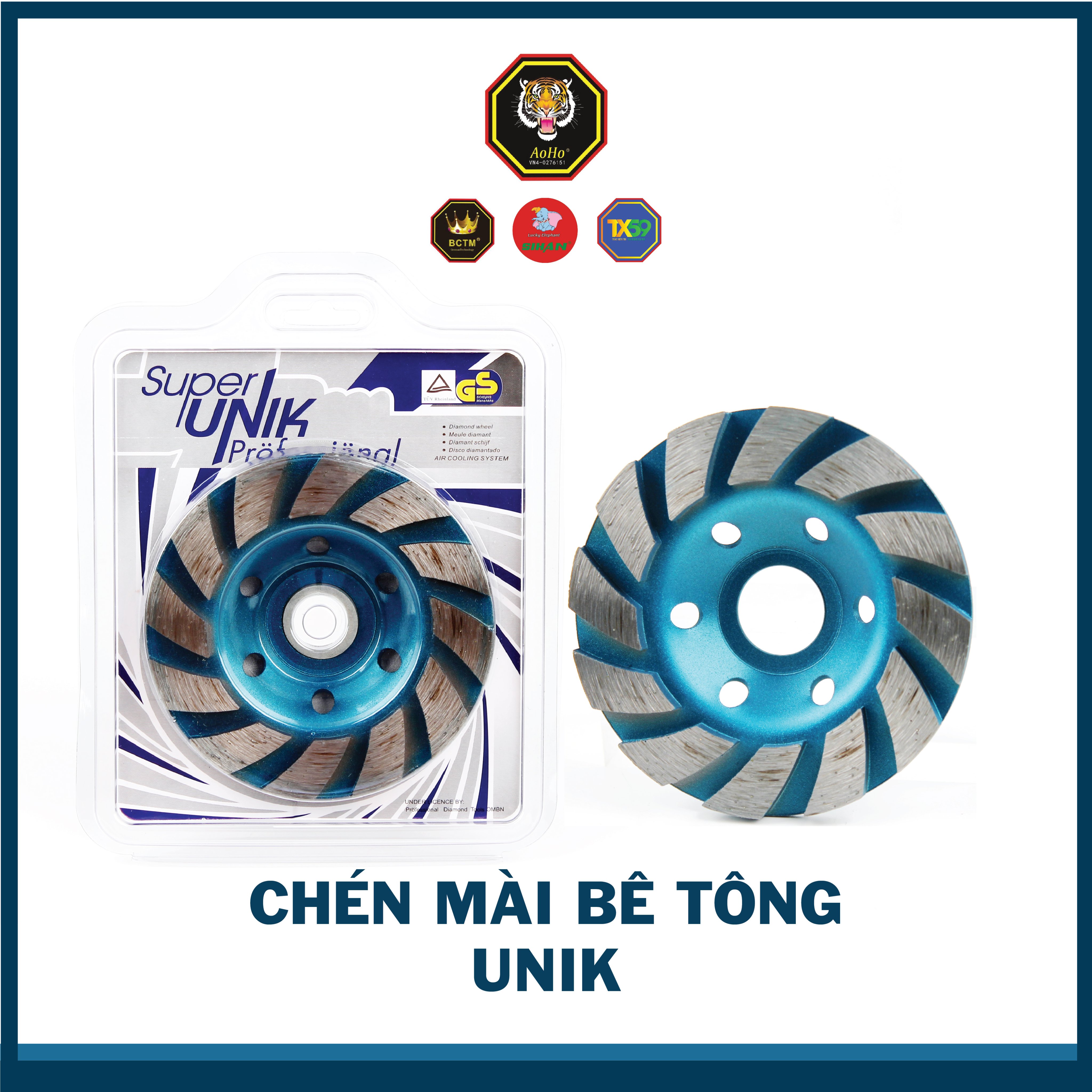 Chén mài bê tông unik _ màu xanh