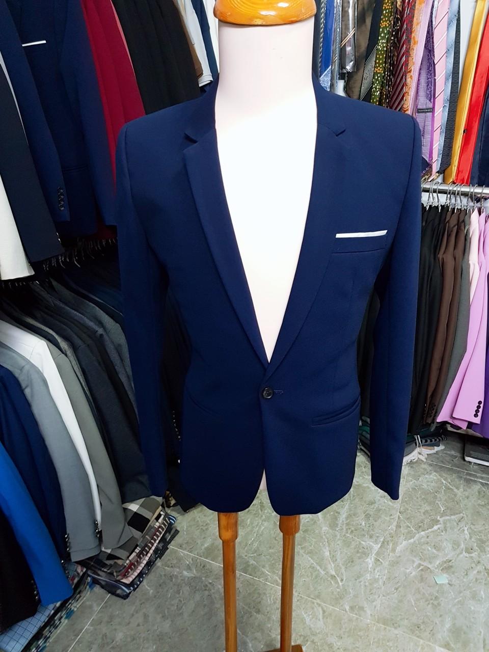 Áo vest nam form ôm màu xanh navy mềm mịn