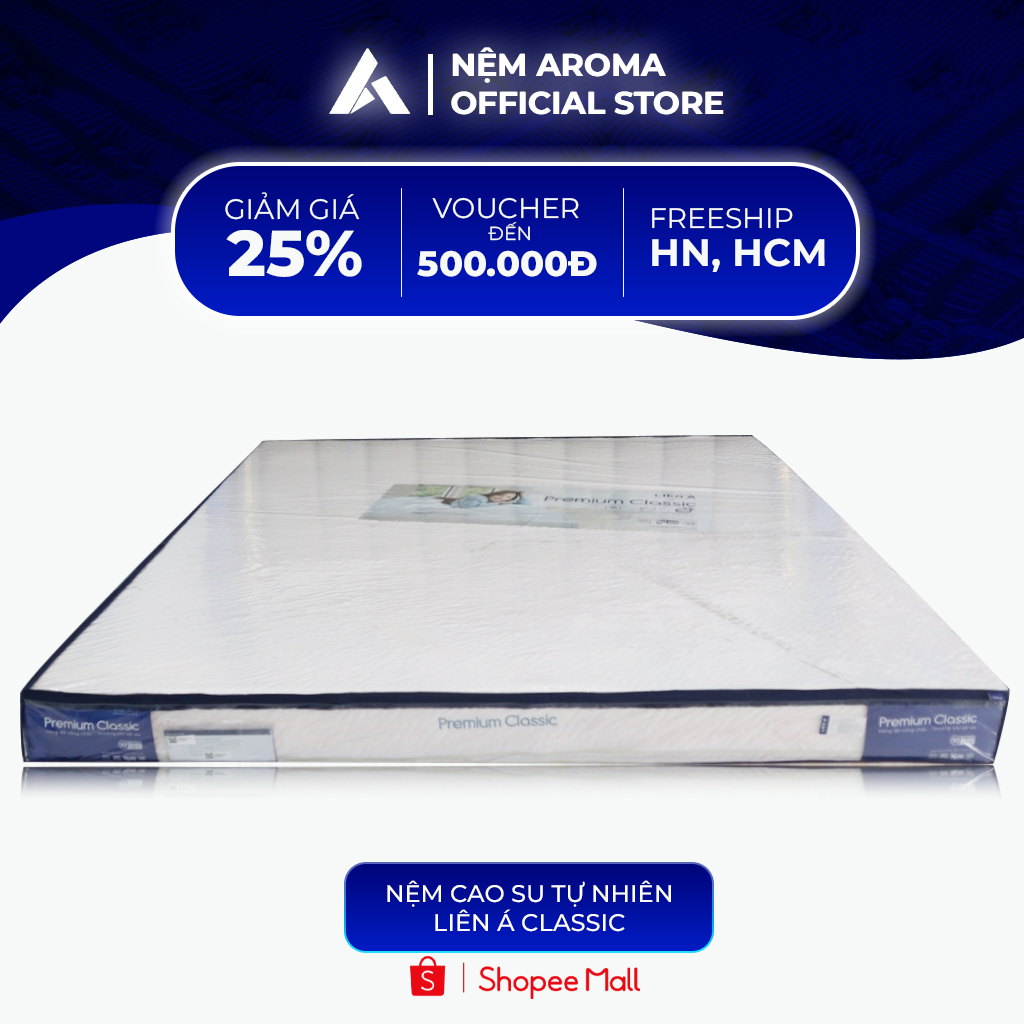 Nệm cao su thiên nhiên liên á classic - đàn hồi siêu êm - tặng quà gối nằm cao su - bảo hành chính hãng 10 năm
