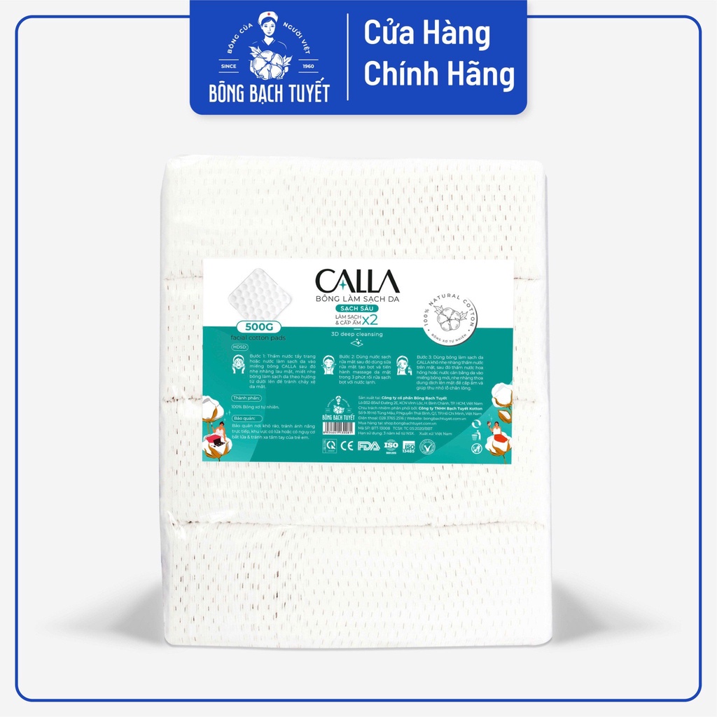 Bông tẩy trang Merilynn/ CALLA có hạt massage gói 500g-1kg Bạch Tuyết