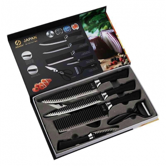 Bộ Dao Nhật Bản Japan Askh 6 Món Chống Dính Cao Cấp - 6 món dao nhật inox - Bộ dao inox - dao chặt xương - dao thái thit - bo dao - dao nhà bếp - dao làm bếp