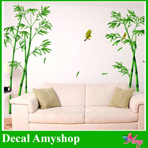 Decal dán tường cây trúc màu xanh 3 - dcx047