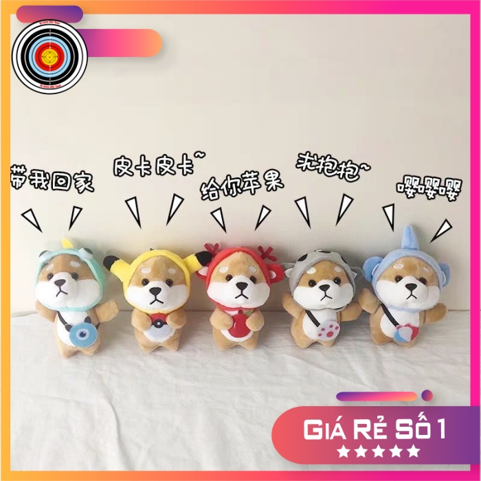 Móc khóa gấu bông dễ thương Shiba Inu đi học sang trọng, Móc khóa gấu treo Balo, Túi Xách cute 2021