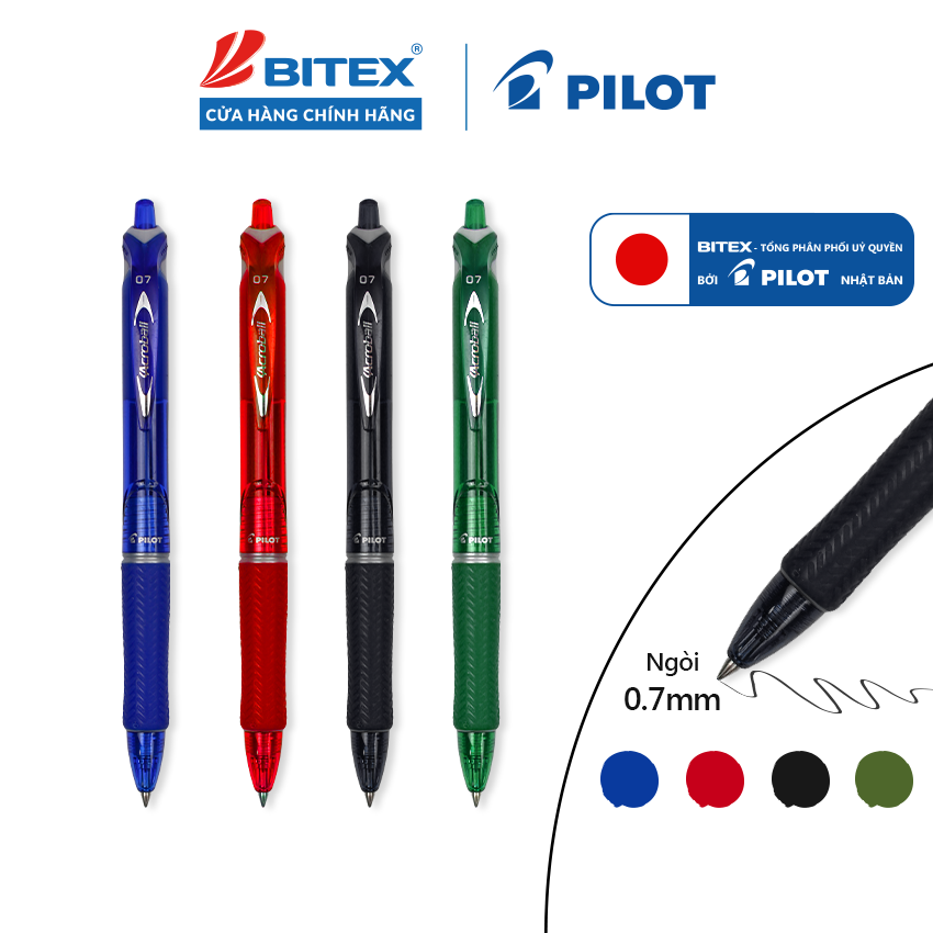 Bút Bi Acroball 0.5/0.7mm Pilot dành cho học sinh, SV, văn phòng Viết cực êm, đều mực, đầu bi thép không gỉ