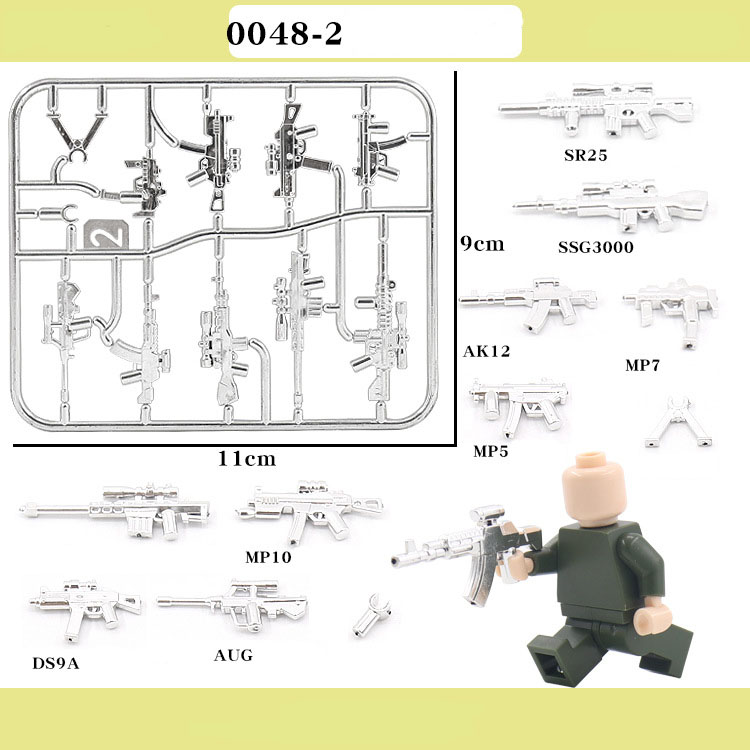 Phụ Kiện Army-Swat đồ chơi lắp ráp | Vỉ Trang Bị Quân Dụng Cho Nhân Vật Nhỏ Mạ Bạc | 0048