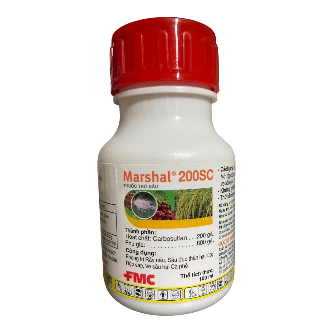 Thuốc trừ sâu Marshal 200SC thuốc trừ trừ rầy nâu, sâu đục thân, rệp sáp, ve sầu gây hại trên cây trồng.