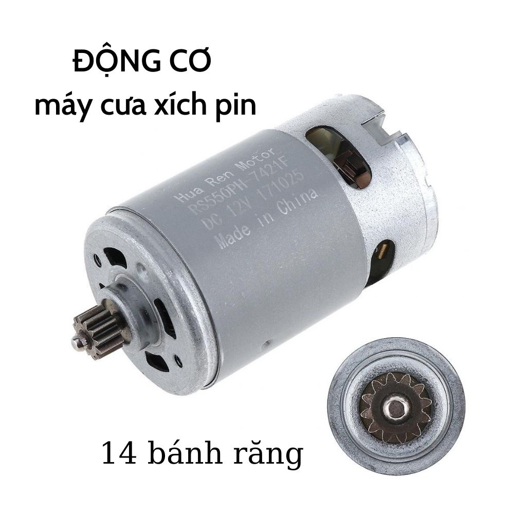 Motor 550 thay thế cho máy khoan pin moto máy cưa xích kèm sẵn bánh răng