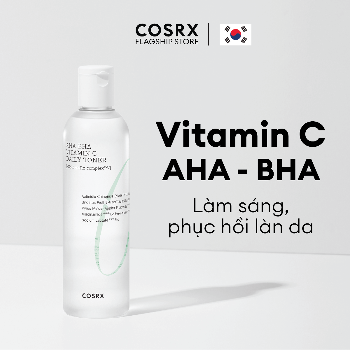 Nước cân bằng dưỡng sáng da COSRX Refresh AHA BHA Vitamin C Daily Toner
