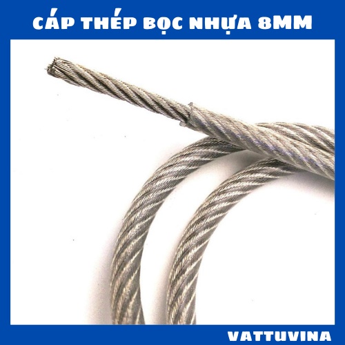 Cáp thép bọc nhựa 8mm , cáp bọc nhựa Phi 8mm