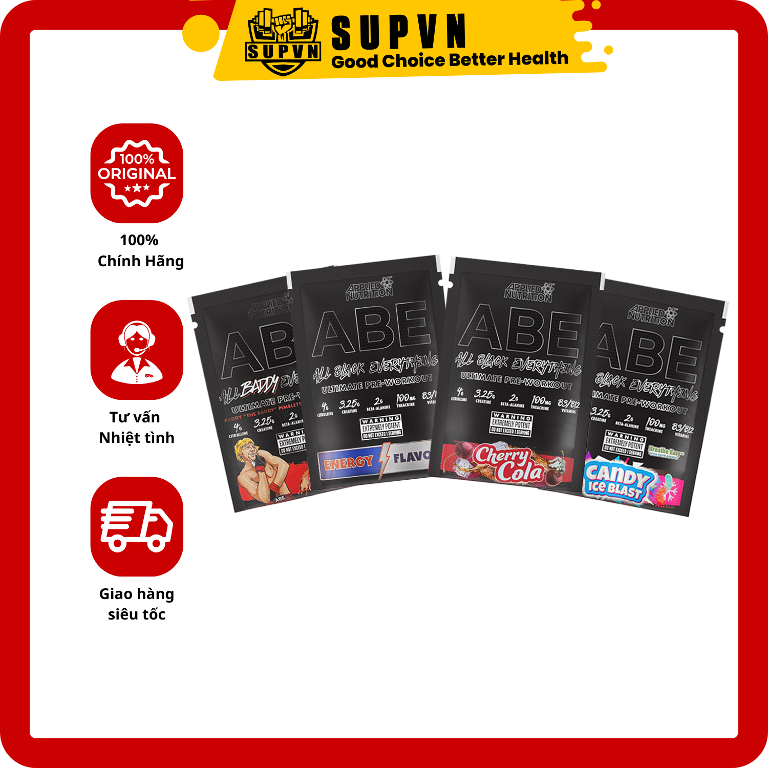 Abe Pre workout - Tăng sức mạnh tập luyện - Gói dùng thử Sample ABE Pre workout