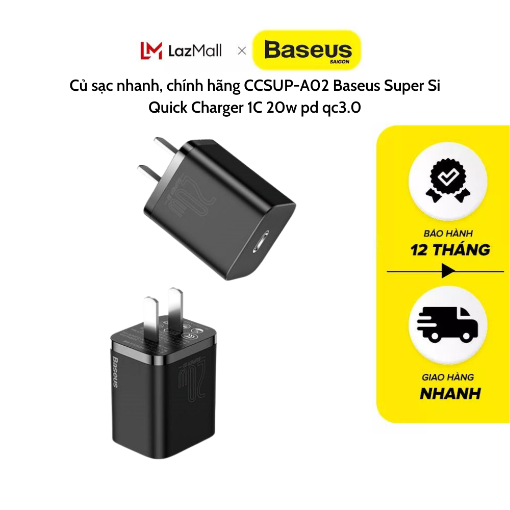 Củ sạc nhanh nhỏ gọn Baseus Super Si Quick Charger 20W CCSUP dùng cho iPhone - HÀNG CHÍNH HÃNG