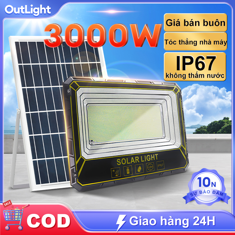 Đèn Năng Lượng Mặt Trời 3000W Đèn Led pha Chống Lóa Cao Cấp đèn năng lượng mặt trời sân vườn Siêu Sáng Chống Nước Đèn năng lượng mặt trời bằng nhôm với chế độ tự động điều khiển từ xa Đèn LED năng lượng mặt trời LED Đèn Năng Lượng Mặt Trời Bảo hành