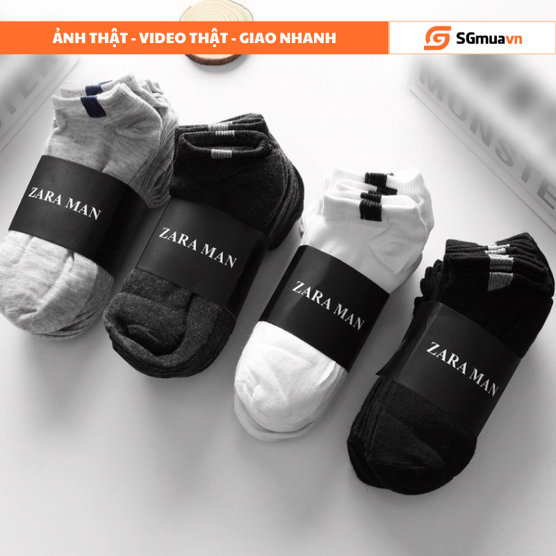Set 10 đôi tất vớ nam nữ unisex, tất vớ cổ ngắn kháng khuẩn