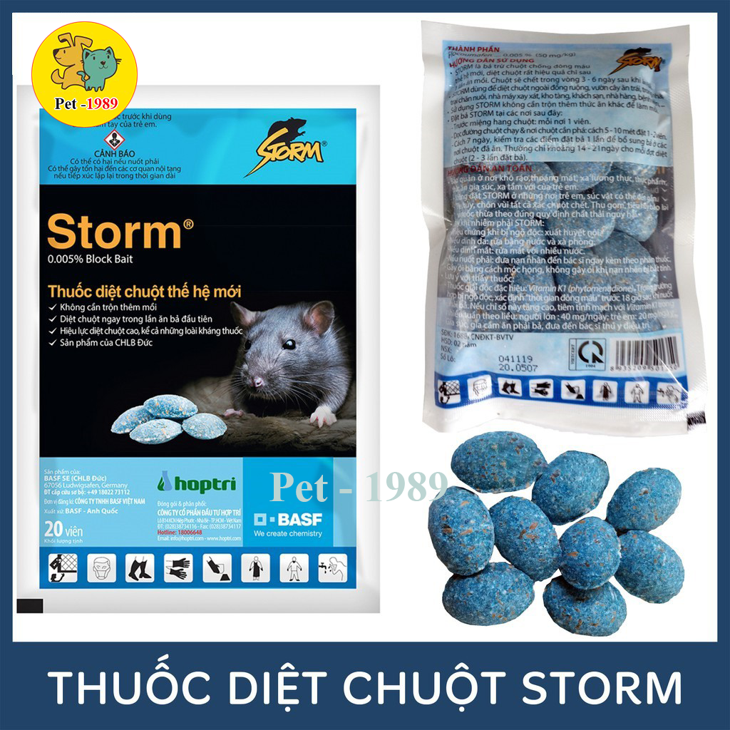 Thuốc diệt chuột Storm (1 gói gồm 20 viên) Pet-1989