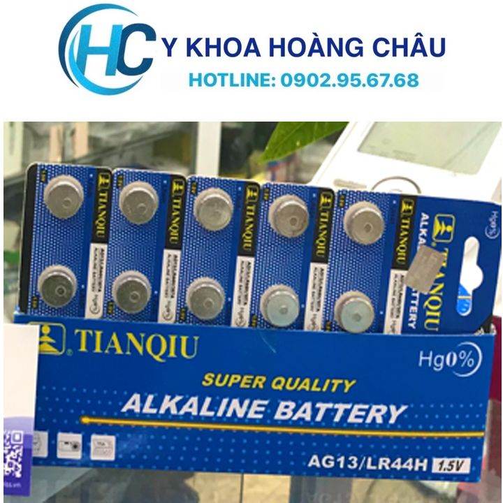 Combo vỉ 10 pin nút áo ag13/lr44h/357a tianqiu, pin máy trợ thính đồng hồ
