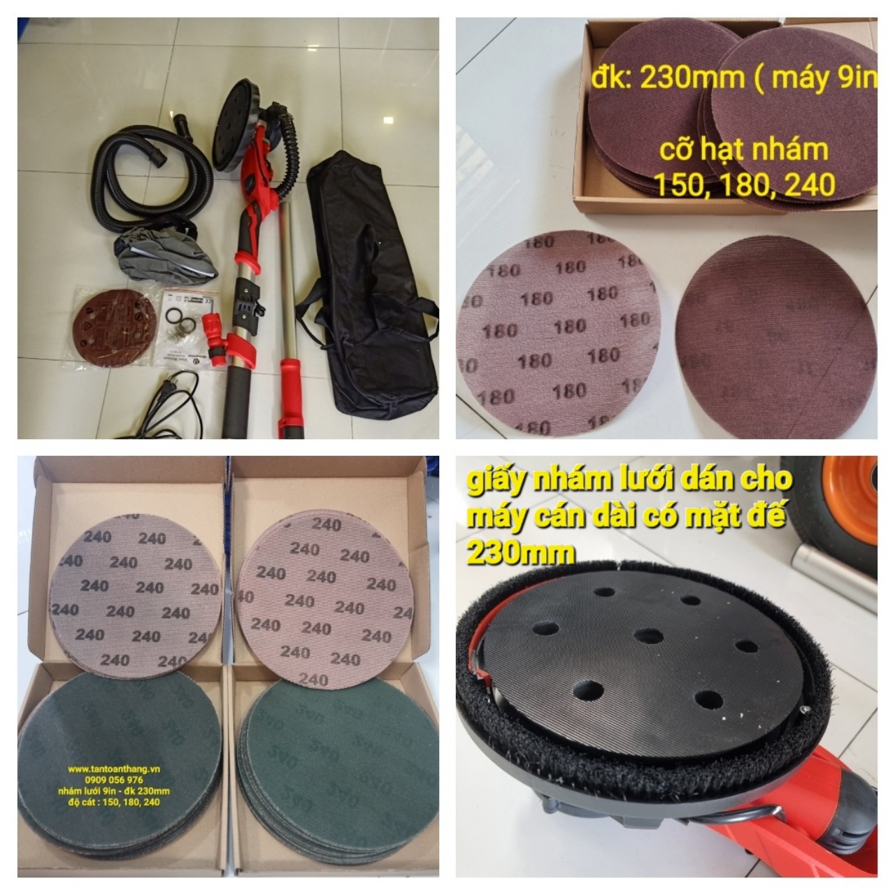 Giấy nhám lưới dùng cho máy chà tường 9" 230mm - dán cho máy chà tường cán dài