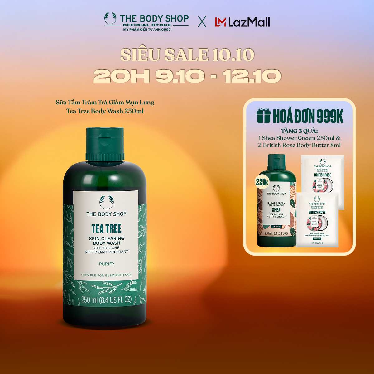 Sữa Tắm Tràm Trà Giảm Mụn Lưng Tea Tree Body Wash 250ml THE BODY SHOP